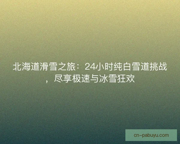 北海道滑雪之旅：24小时纯白雪道挑战，尽享极速与冰雪狂欢
